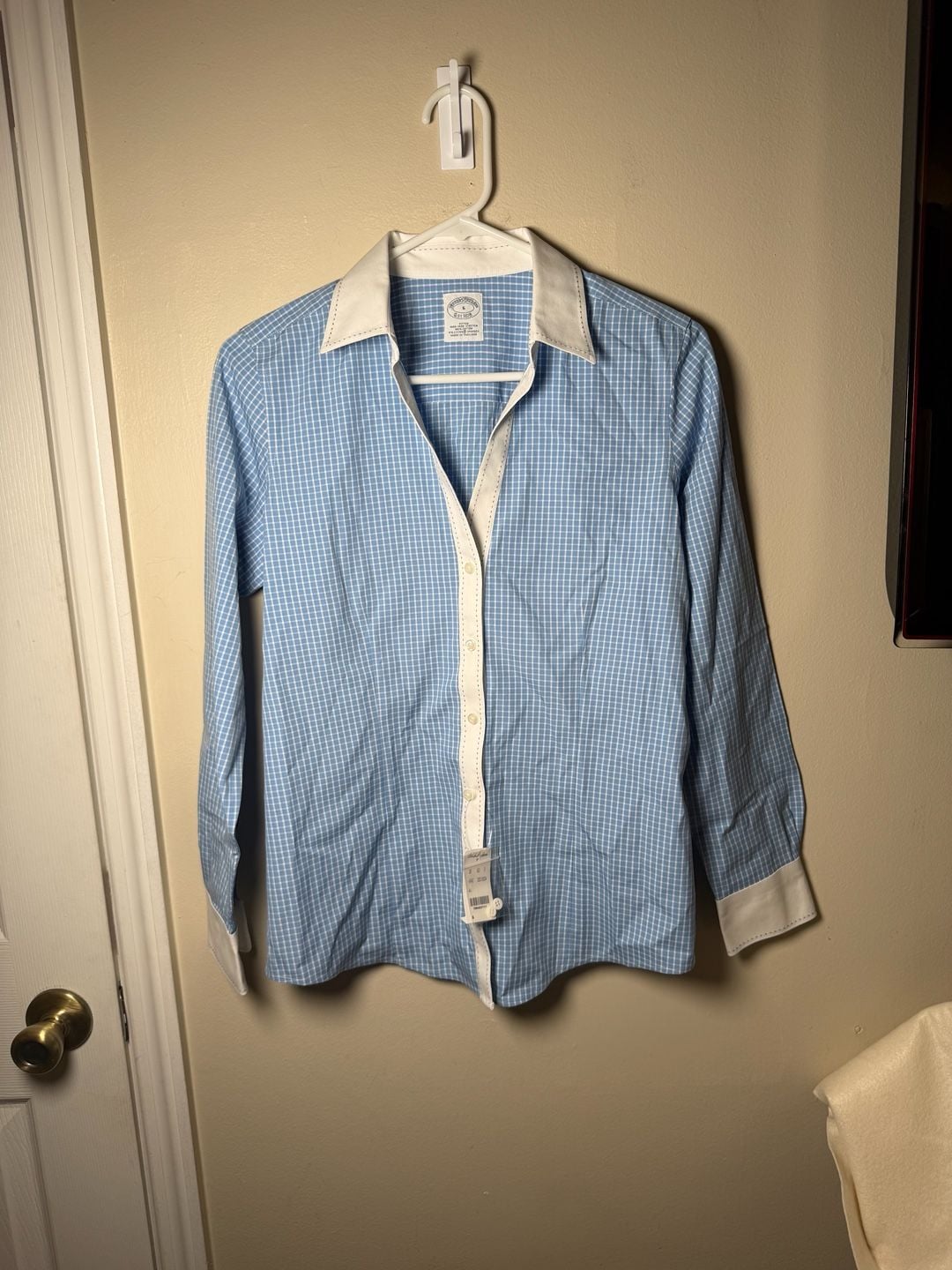 Brooks Brothers womens Gingham Button Down Shirt Size 6 Blue White 2