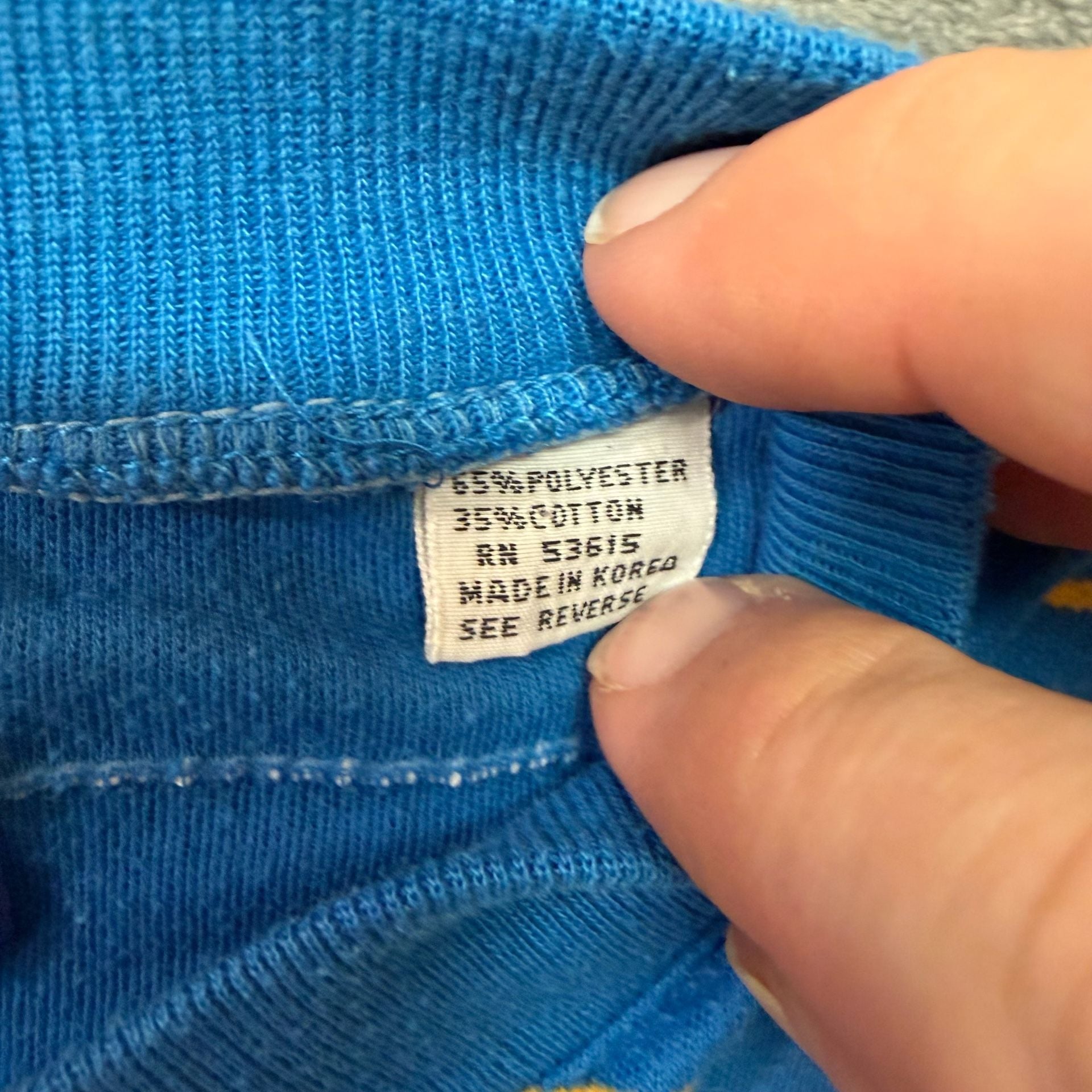 Koman Striped Henley Shirt Size S Blue Yellow Short Sleeve Vintage 4