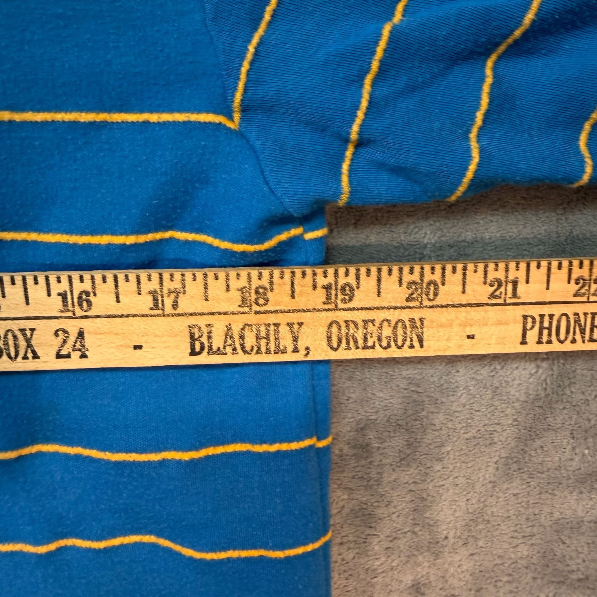 Koman Striped Henley Shirt Size S Blue Yellow Short Sleeve Vintage 6