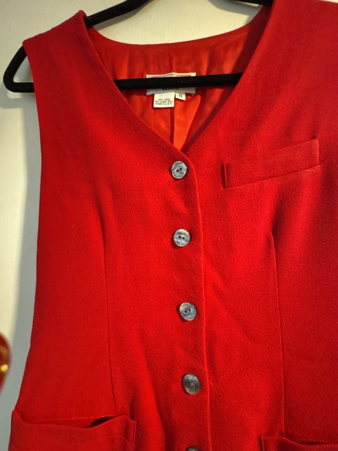 Talbots Oberon Wool Dress Size 8 Red V-Neck Button Front Sleeveless 3