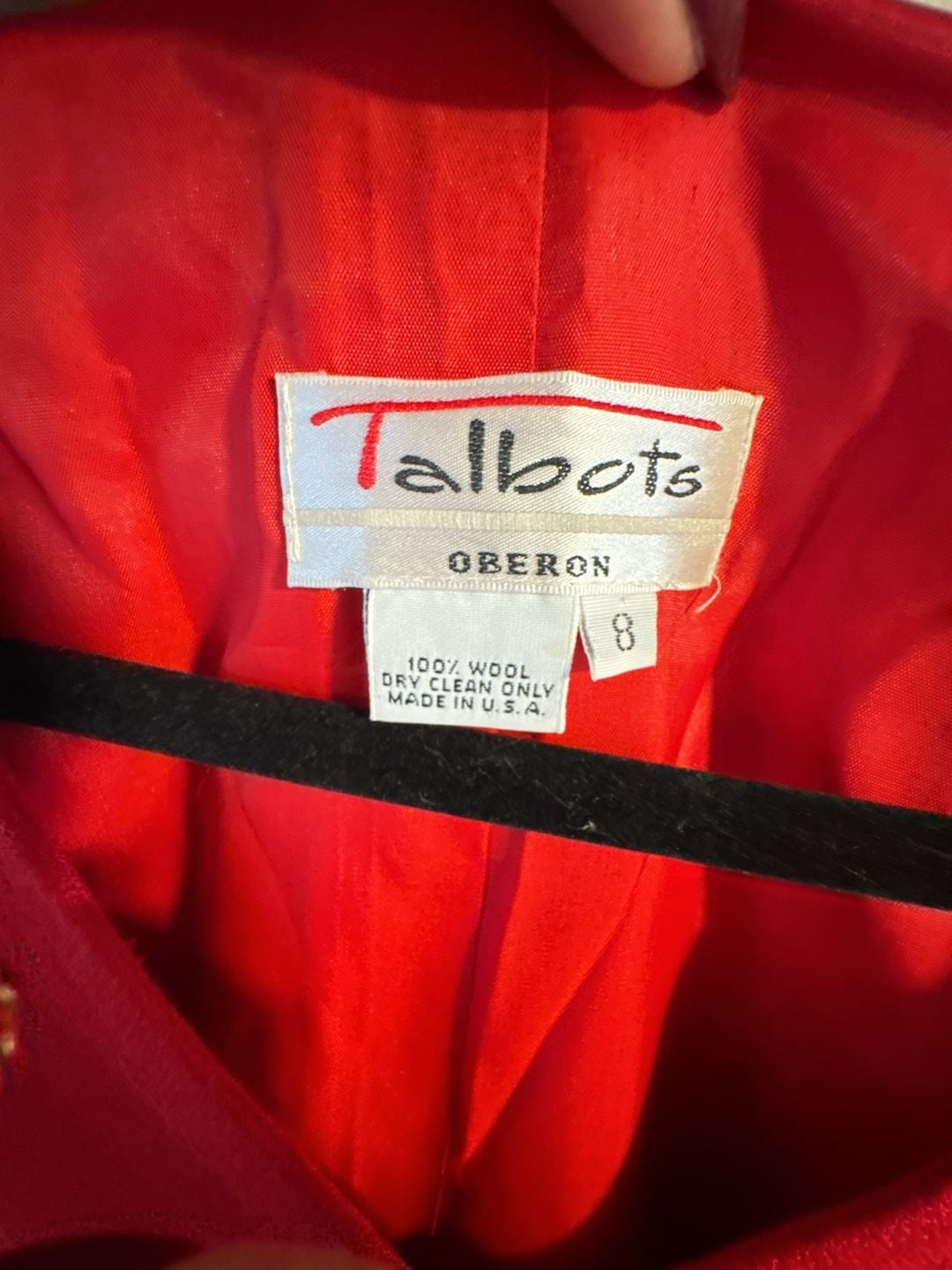 Talbots Oberon Wool Dress Size 8 Red V-Neck Button Front Sleeveless 4