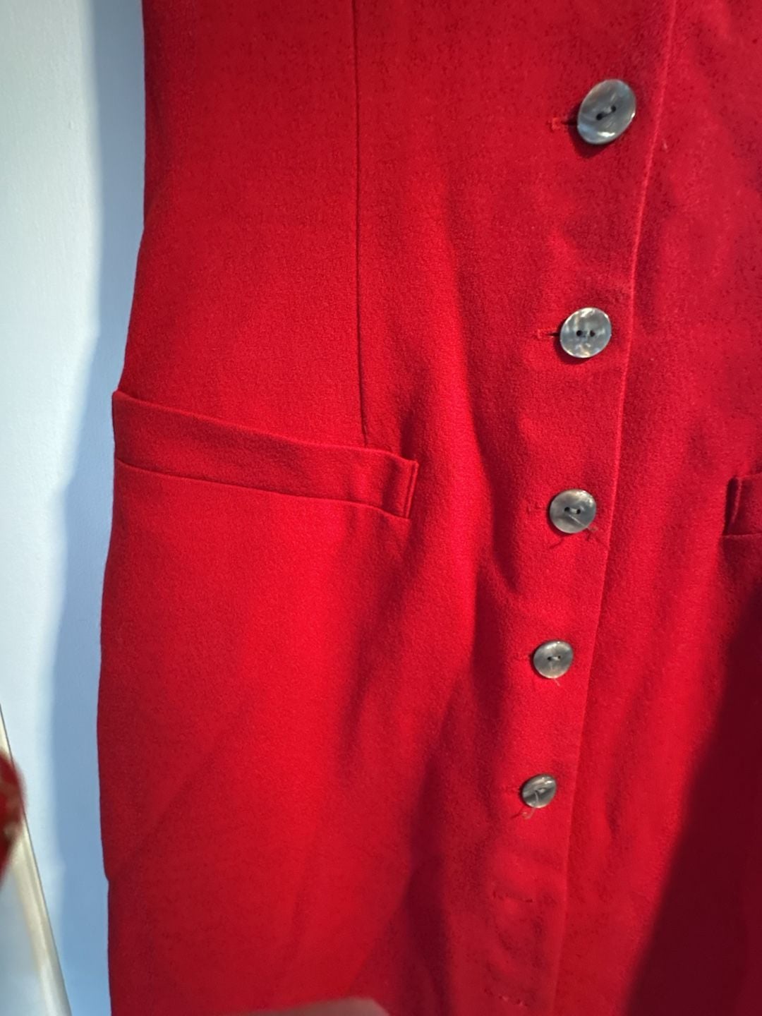 Talbots Oberon Wool Dress Size 8 Red V-Neck Button Front Sleeveless 7