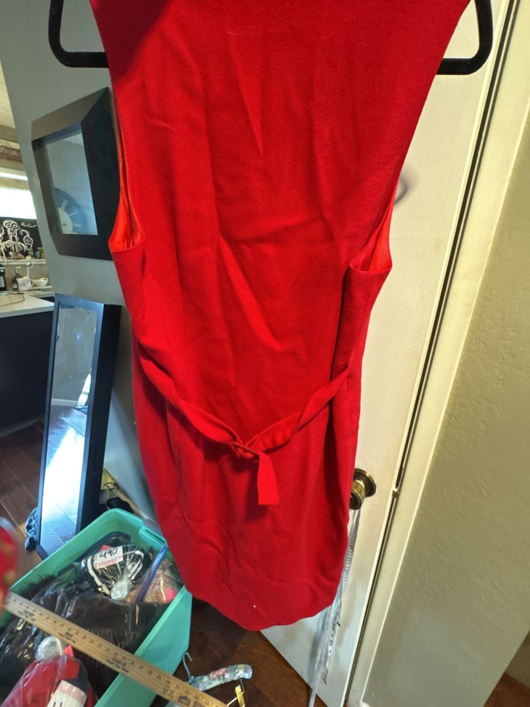 Talbots Oberon Wool Dress Size 8 Red V-Neck Button Front Sleeveless 9