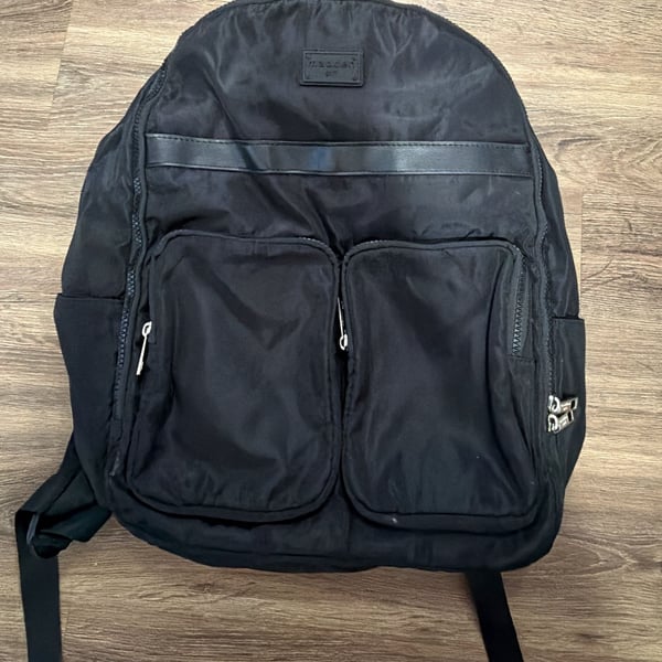 Madden Girl Black Nylon Double Pocket Backpack