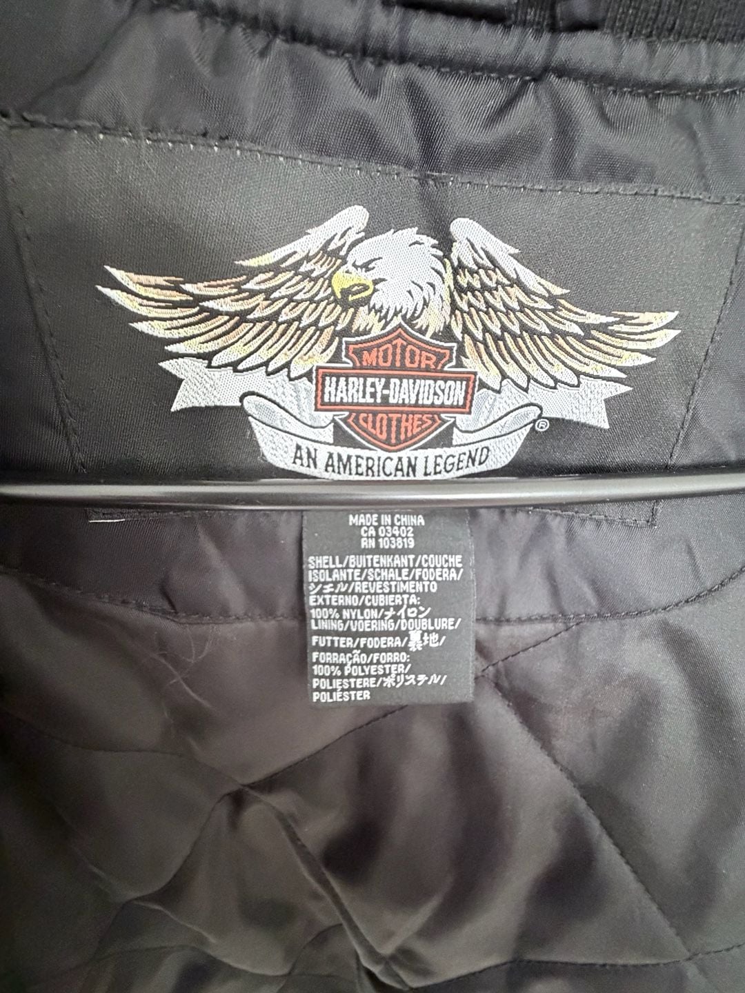 Vintage Harley Davidson Bomber Jacket Size L Black Nylon Embroidered 6