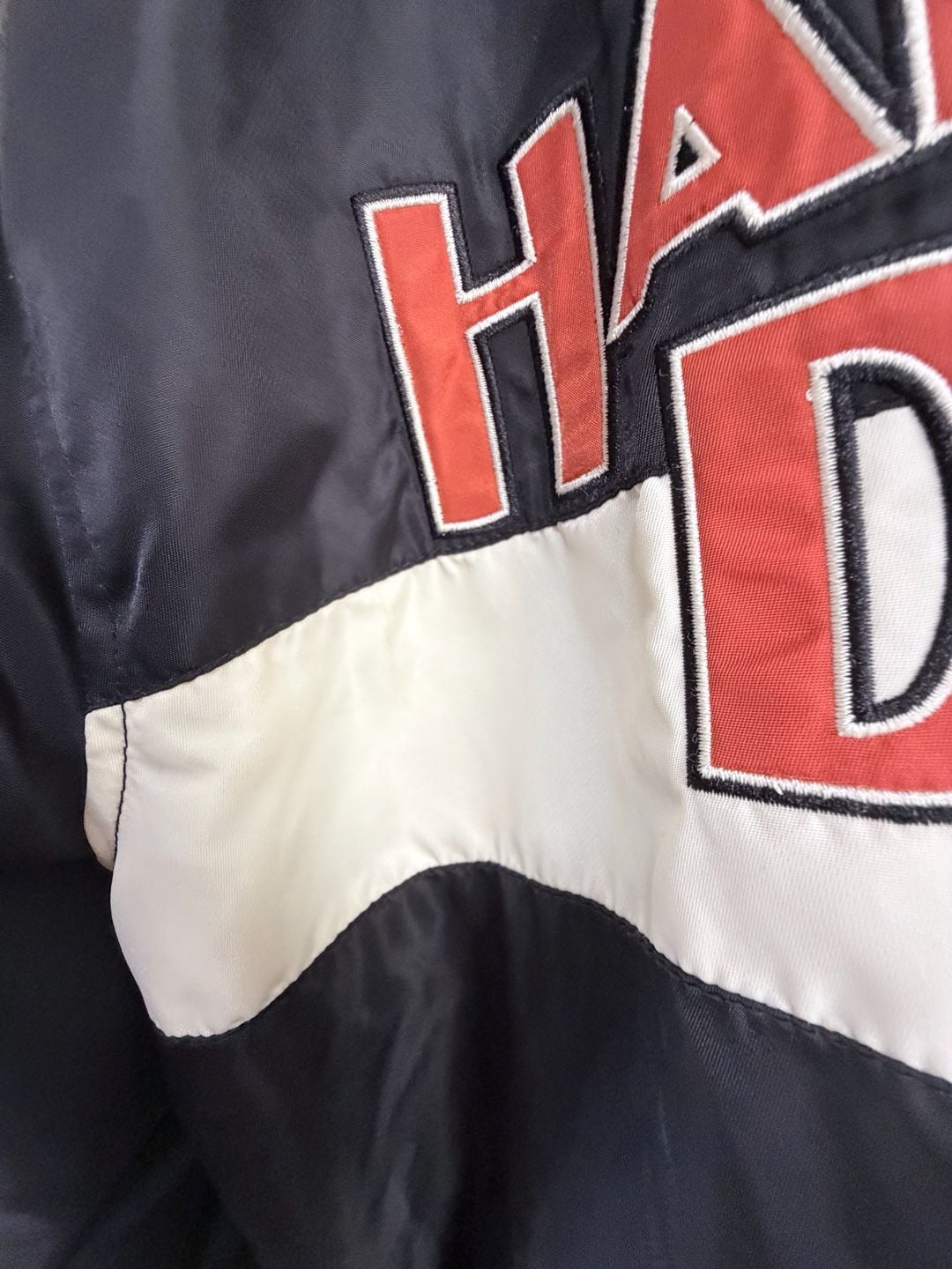 Vintage Harley Davidson Bomber Jacket Size L Black Nylon Embroidered 13