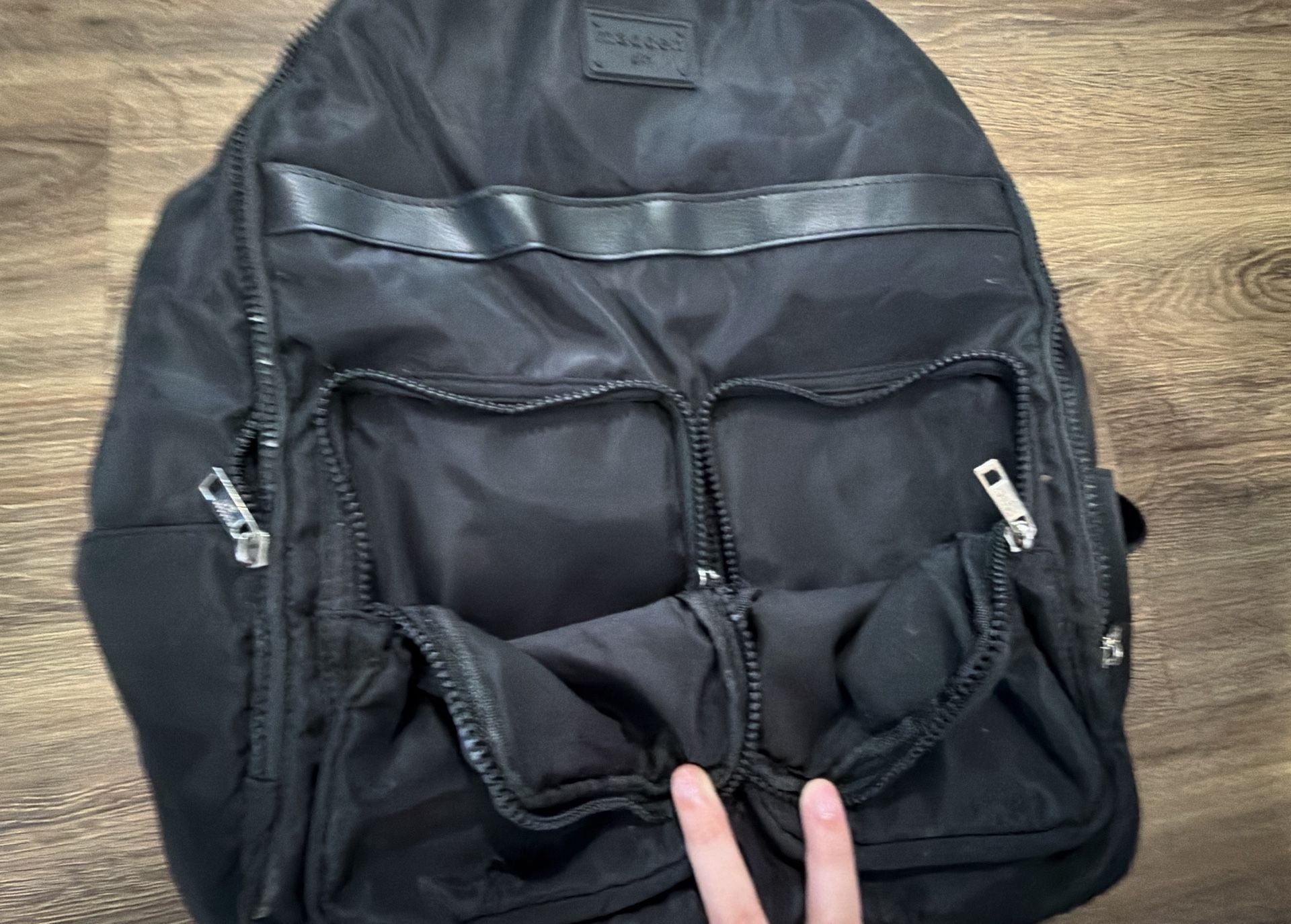 Madden Girl Black Nylon Double Pocket Backpack 6