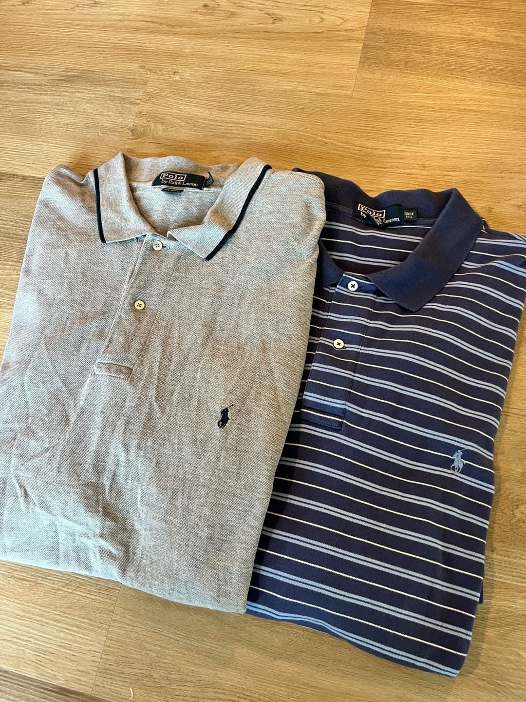 Polo Ralph Lauren, Big & Tall 3XLT Polo Shirt Lot, Navy Striped/Grey, Preppy 1