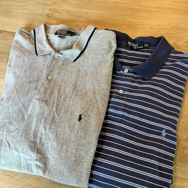 Polo Ralph Lauren, Big & Tall 3XLT Polo Shirt Lot, Navy Striped/Grey, Preppy