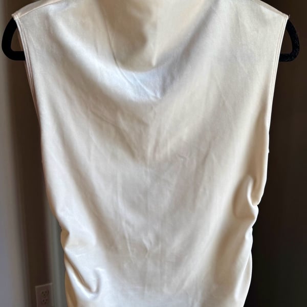 Abercrombie & Fitch Sleeveless Cowl Neck Top Size S White Velvet Ruched