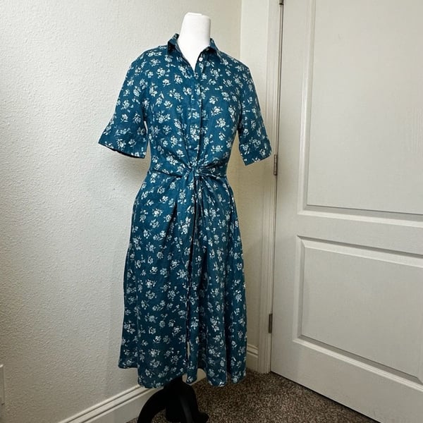 Polo Ralph Lauren Floral Tie-Front Linen Shirtdress Size 6