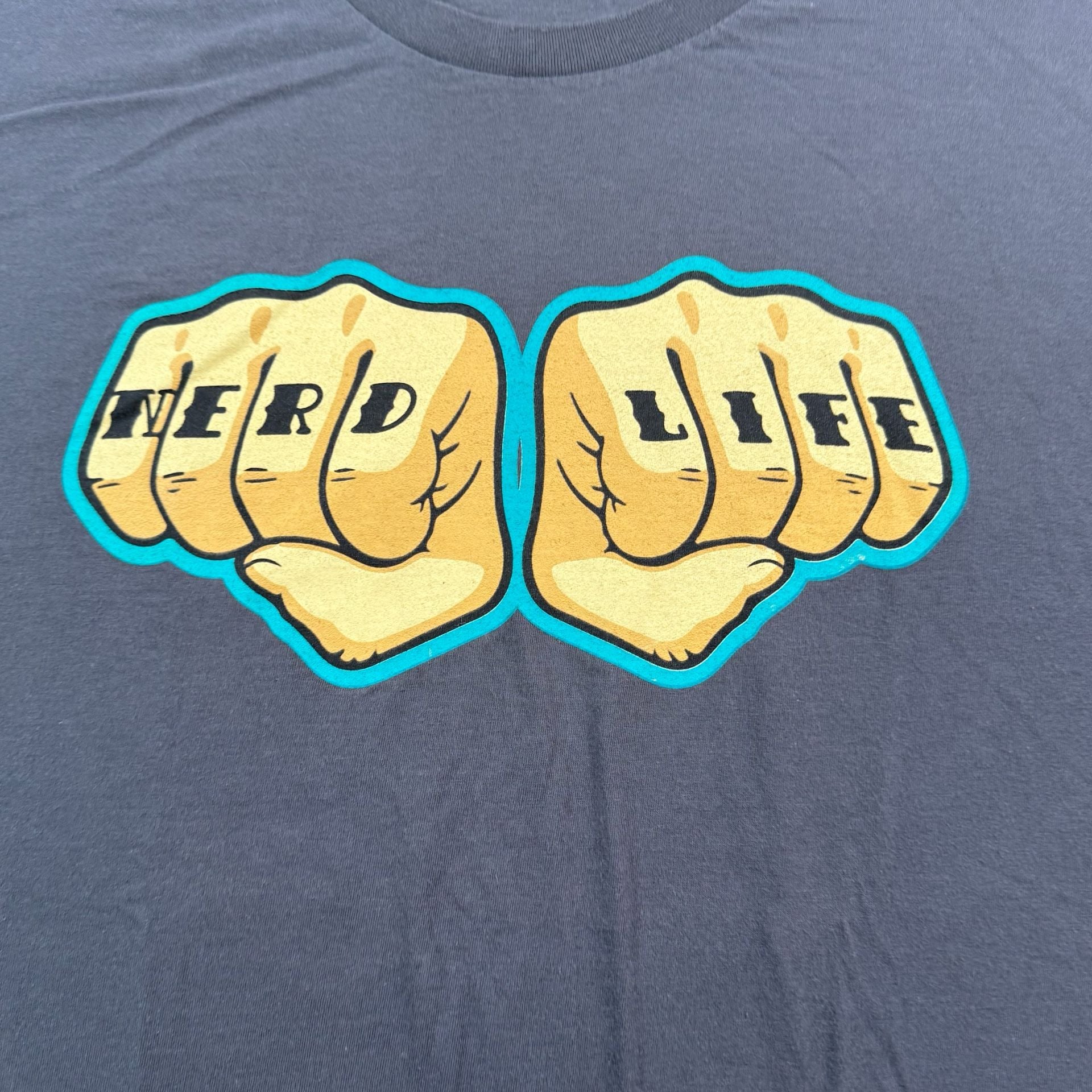New Relic Nerd Life Fist T Shirt American Apparel Gray Tech Geek Size L 3