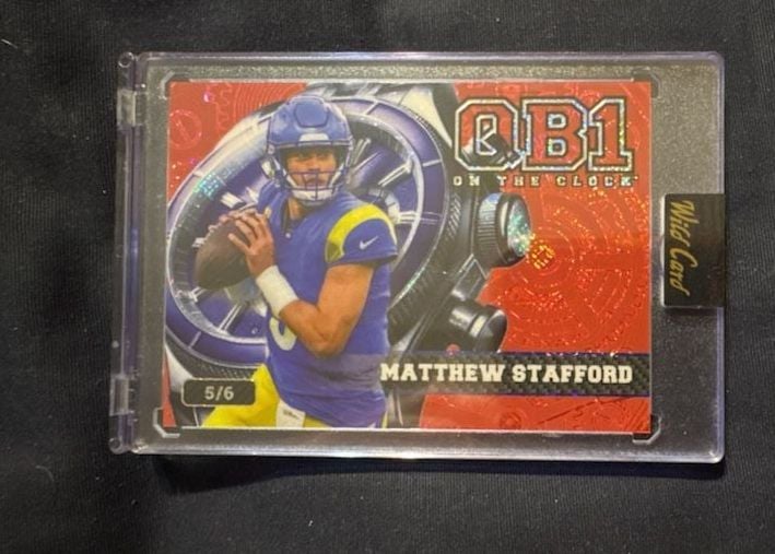 Wild Card Matthew Stafford QB1 On The Clock 5/6 Trading Card 1