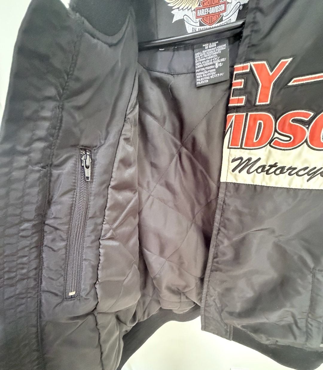 Vintage Harley Davidson Bomber Jacket Size L Black Nylon Embroidered 11