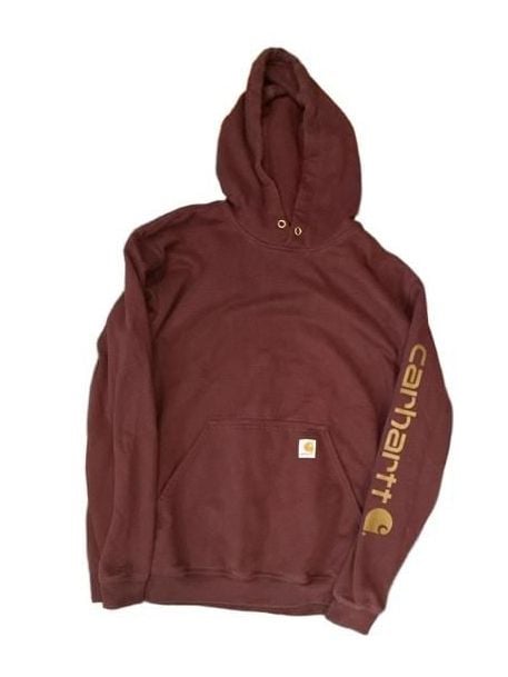 Carhartt Loose Fit Logo Sleeve Hoodie Size L Burgundy 2