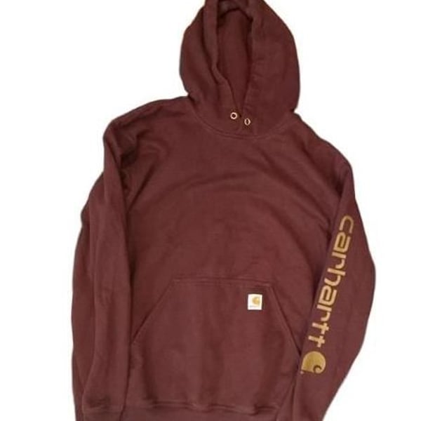 Carhartt Loose Fit Logo Sleeve Hoodie Size L Burgundy
