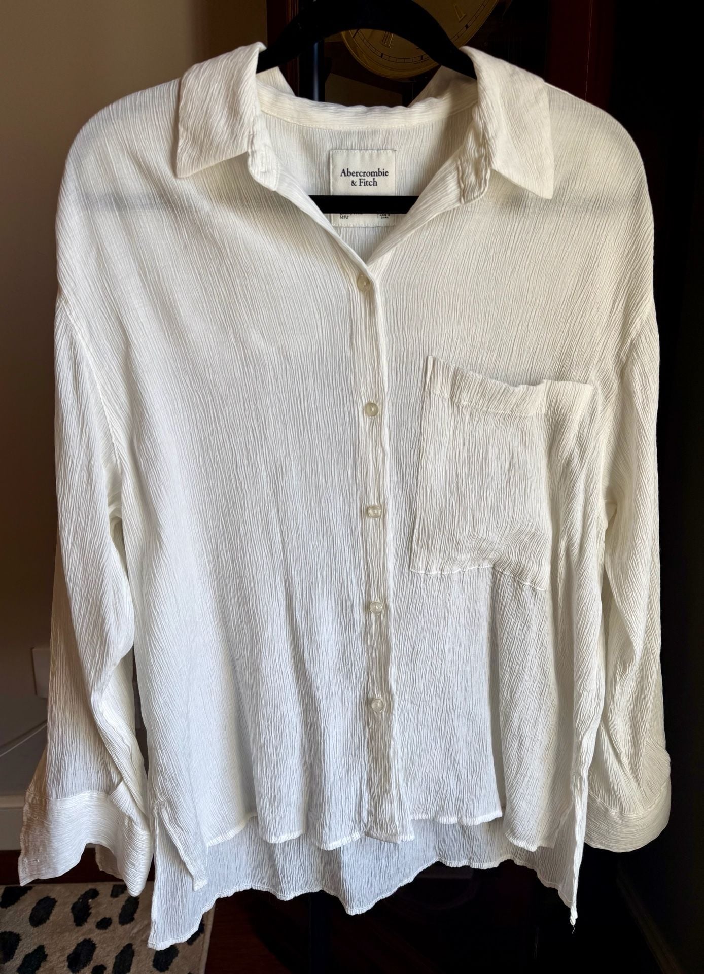 Abercrombie & Fitch Button Down Shirt Size S White Gauze Long Sleeve 2