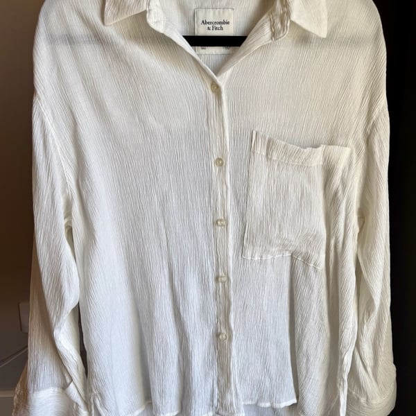 Abercrombie & Fitch Button Down Shirt Size S White Gauze Long Sleeve