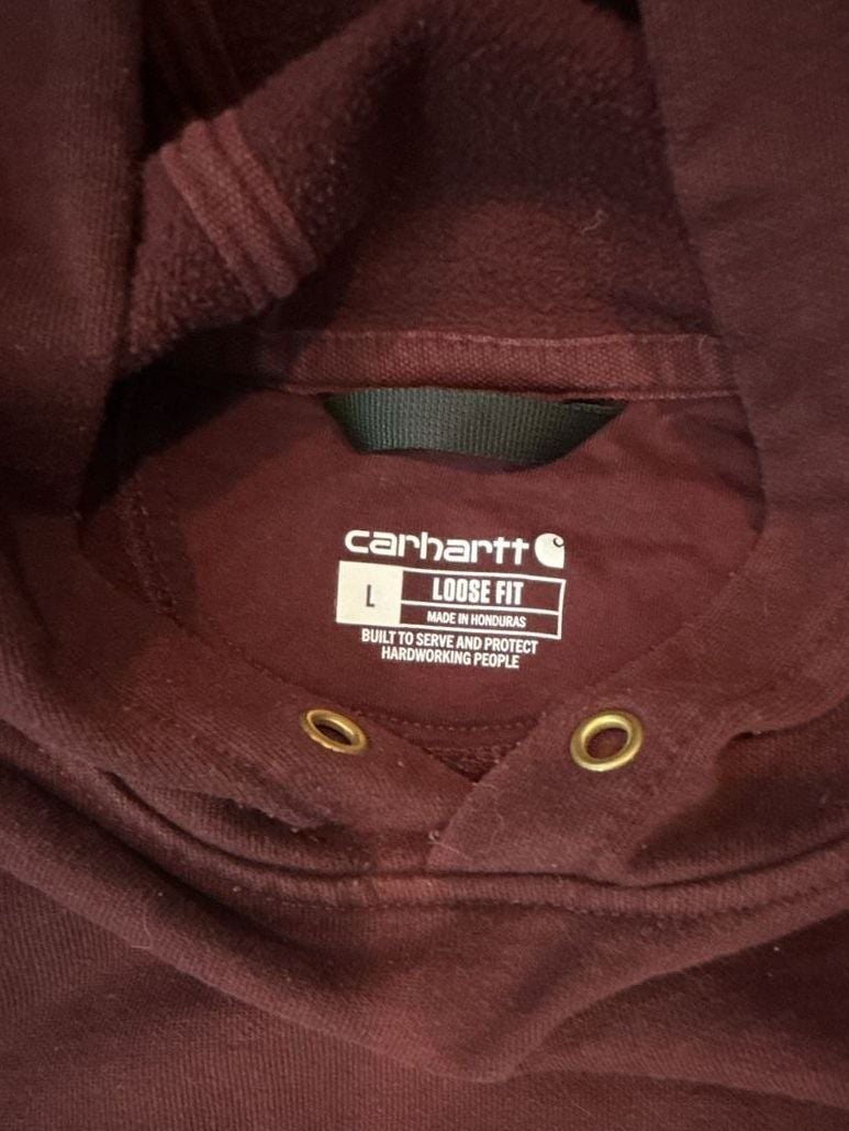Carhartt Loose Fit Logo Sleeve Hoodie Size L Burgundy 4
