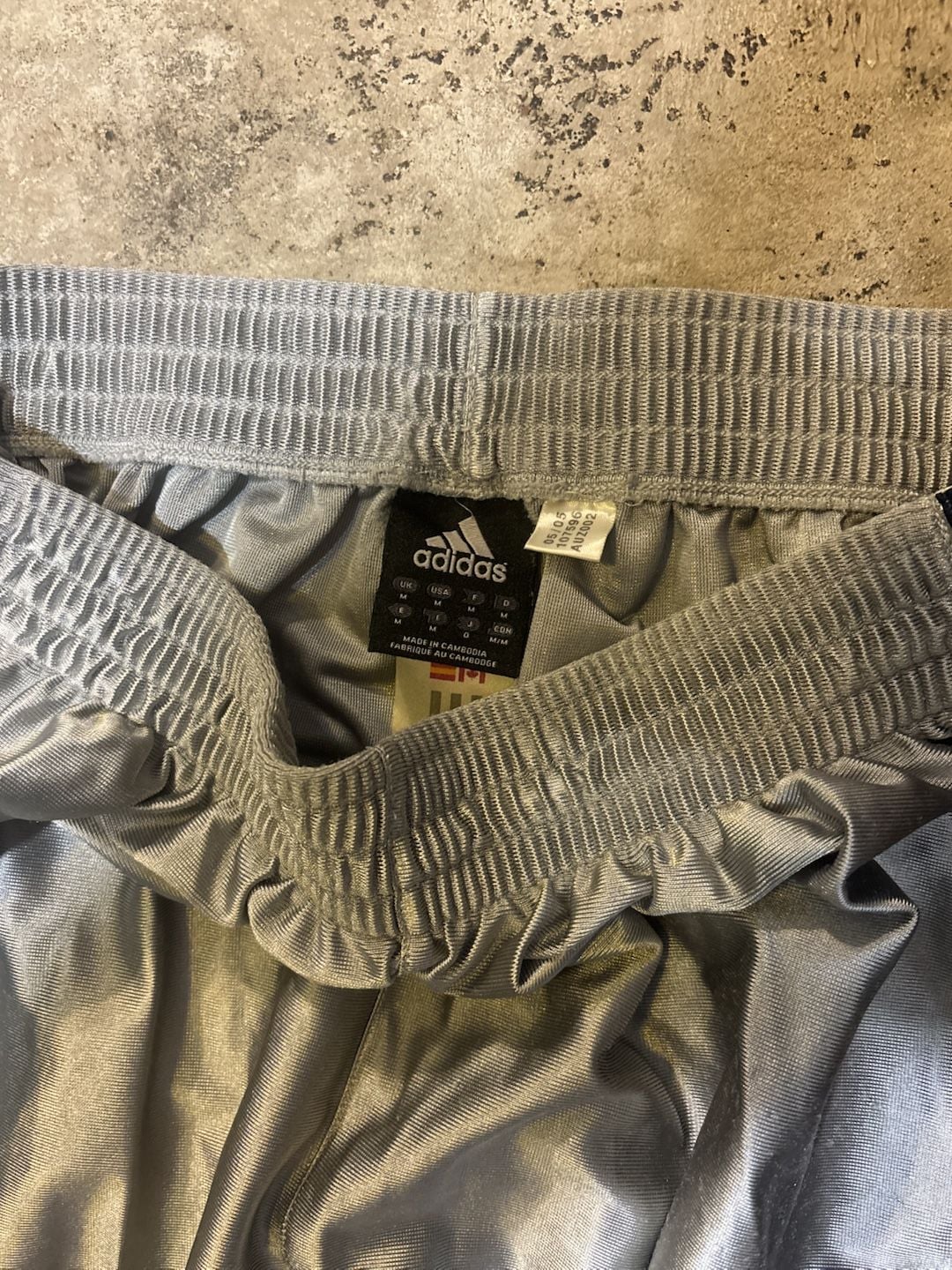 Adidas Metallic Silver Track Pants Size M Wide Leg Snap Buttons 3