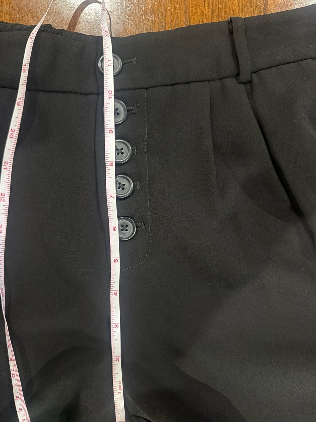 Anthropologie Black High Rise Button Front Pleated Cropped Pants 4 Petite 8
