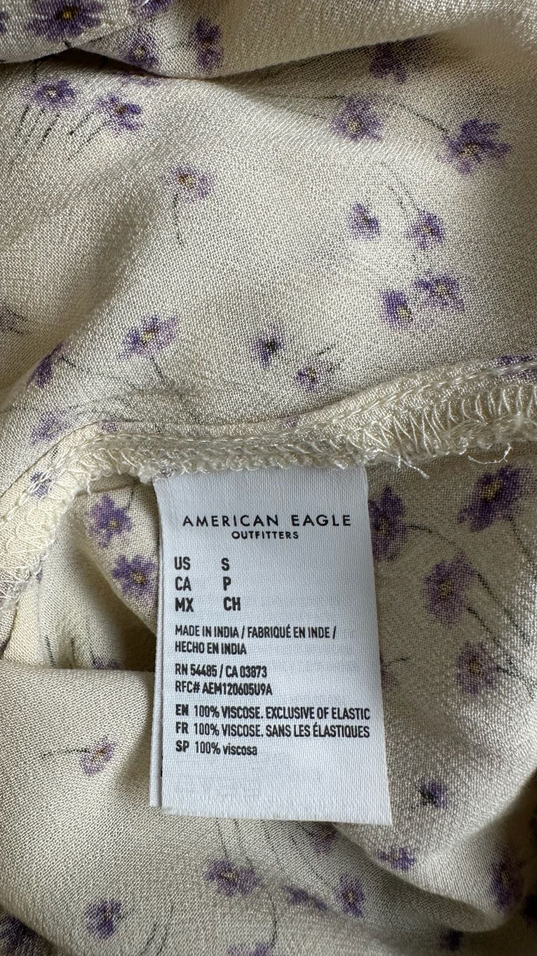 American Eagle Floral Faux Wrap Top Small 6