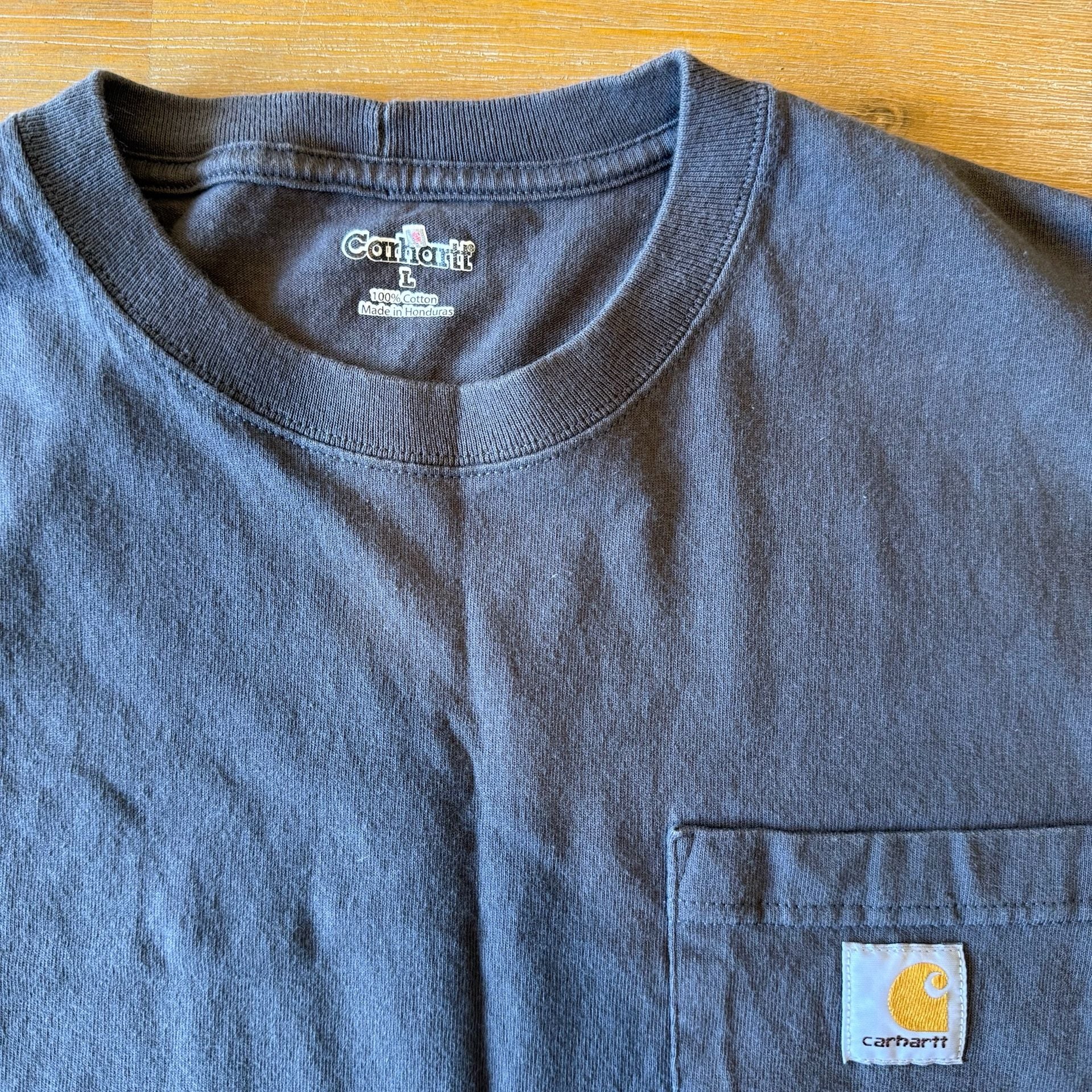 Vintage Carhartt Shirt L Gray Charcoal 2006 Y2K Workwear Pocket Tee Loose Fit 8