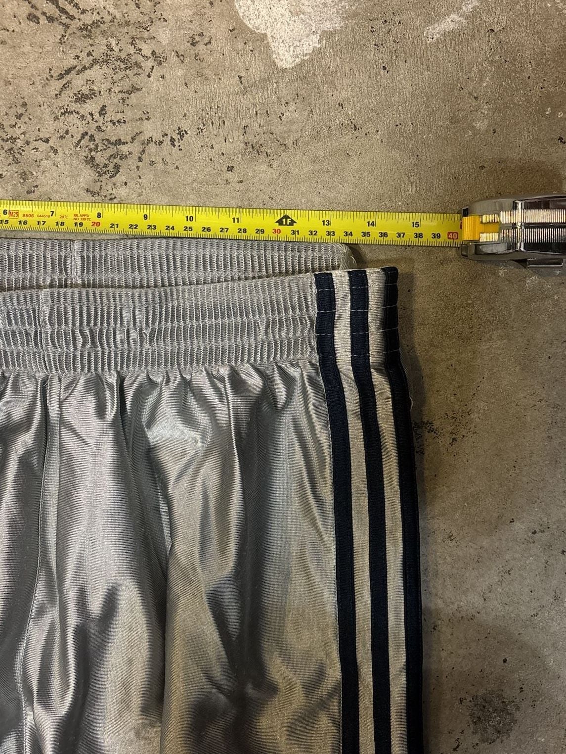 Adidas Metallic Silver Track Pants Size M Wide Leg Snap Buttons 5