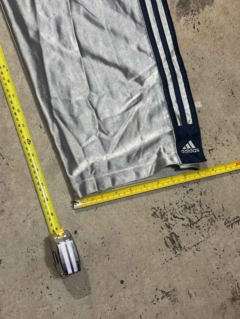 Adidas Metallic Silver Track Pants Size M Wide Leg Snap Buttons 6