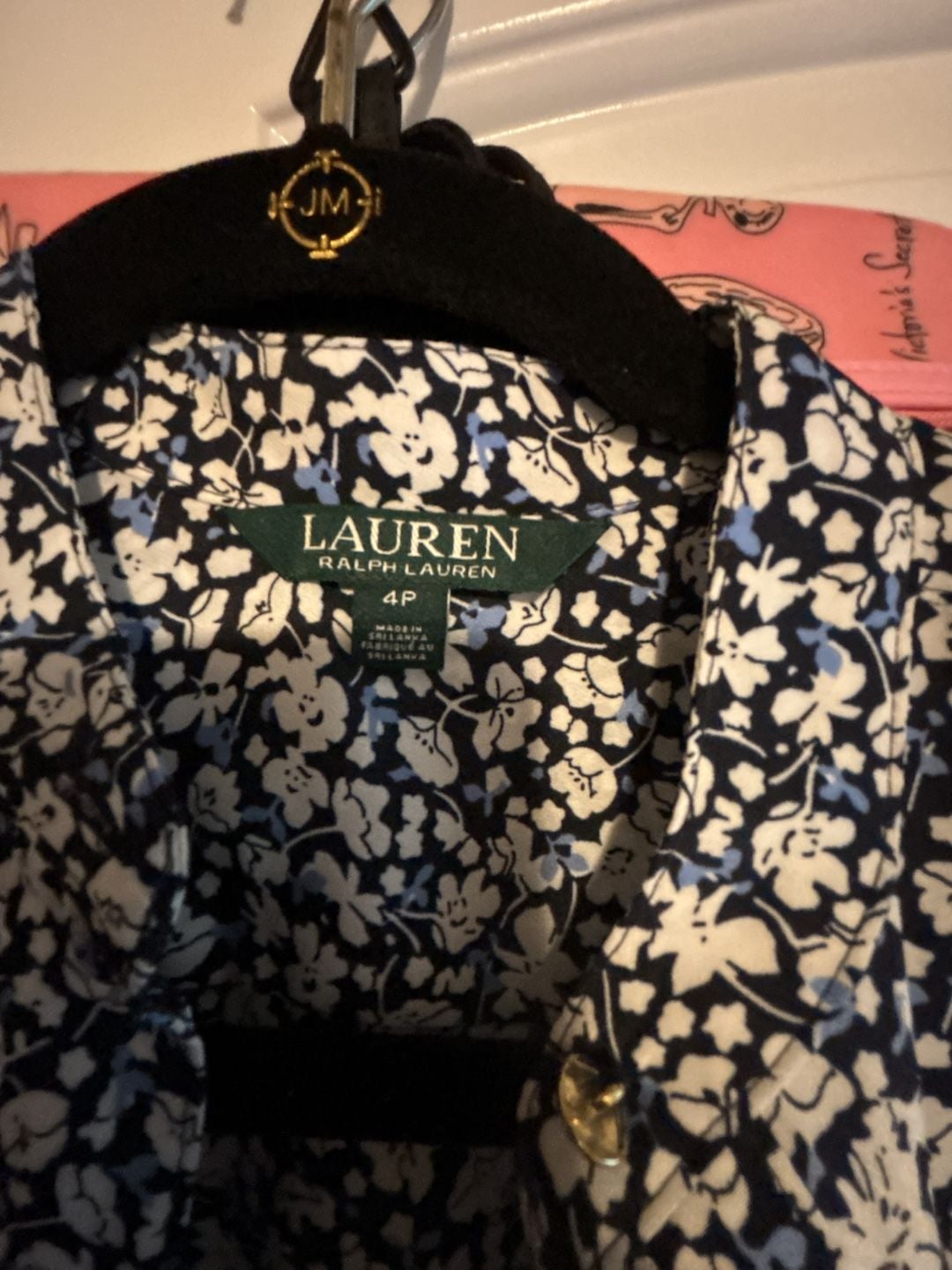 Lauren Ralph Lauren Floral Shirt Dress Size 4P Blue White Midi w cinch waist 3