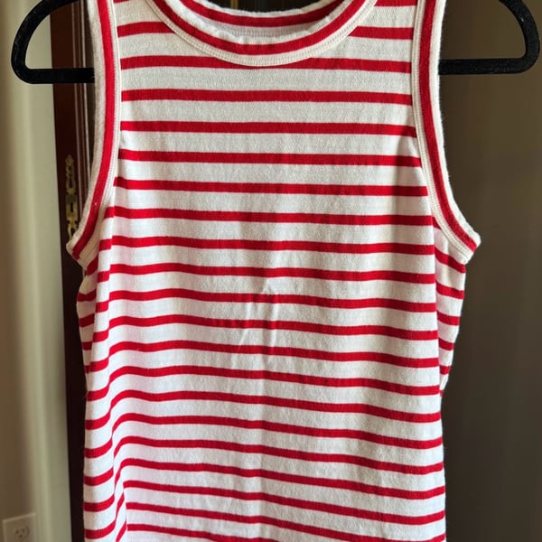 Loft Striped Ribbed Tank Top Red White