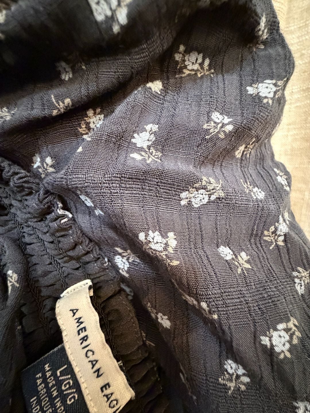 American Eagle Floral Smocked Mini Dress Size L Black 11
