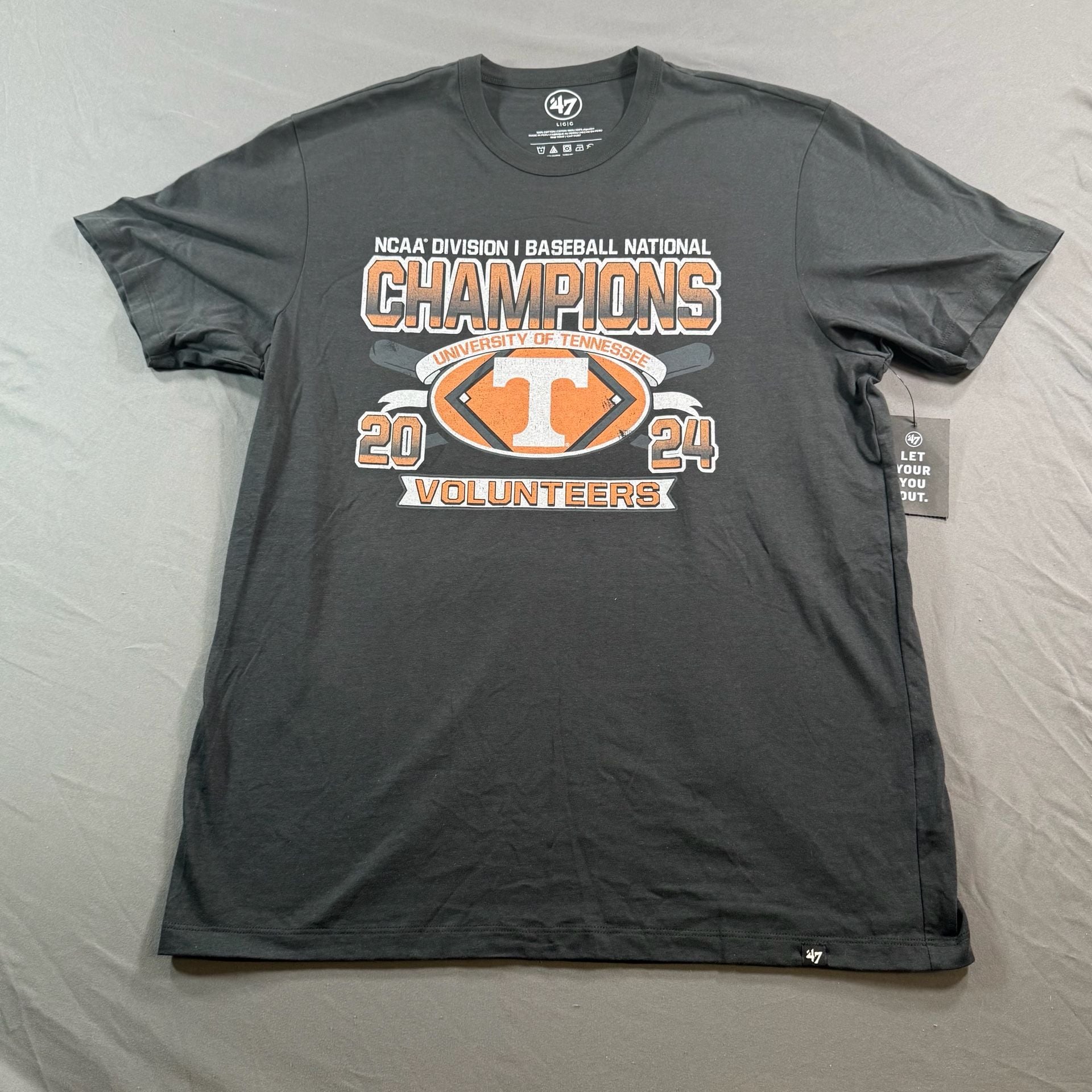 47 Tennessee Volunteers 2024 NCAA Baseball National Champions Shirt L NWT 2