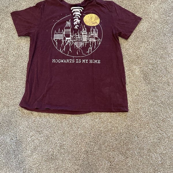 Harry Potter Hogwarts Is My Home T-Shirt Maroon Lace Up