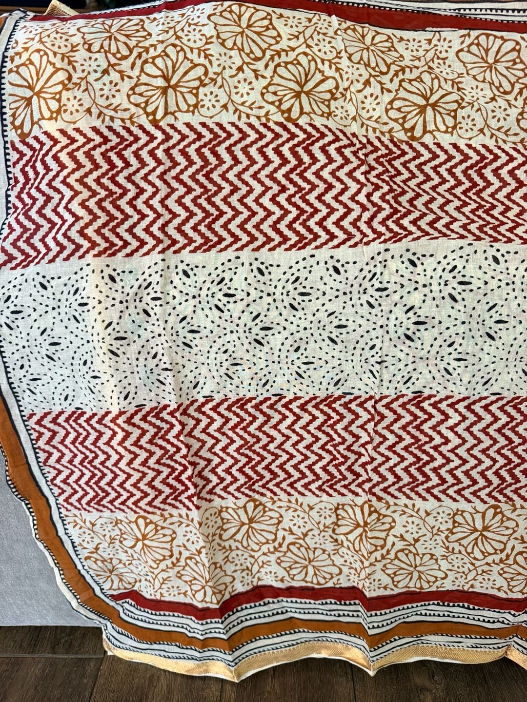 Artisan Hand Block Printed Cotton Sarong Boho Beach Wrap 2