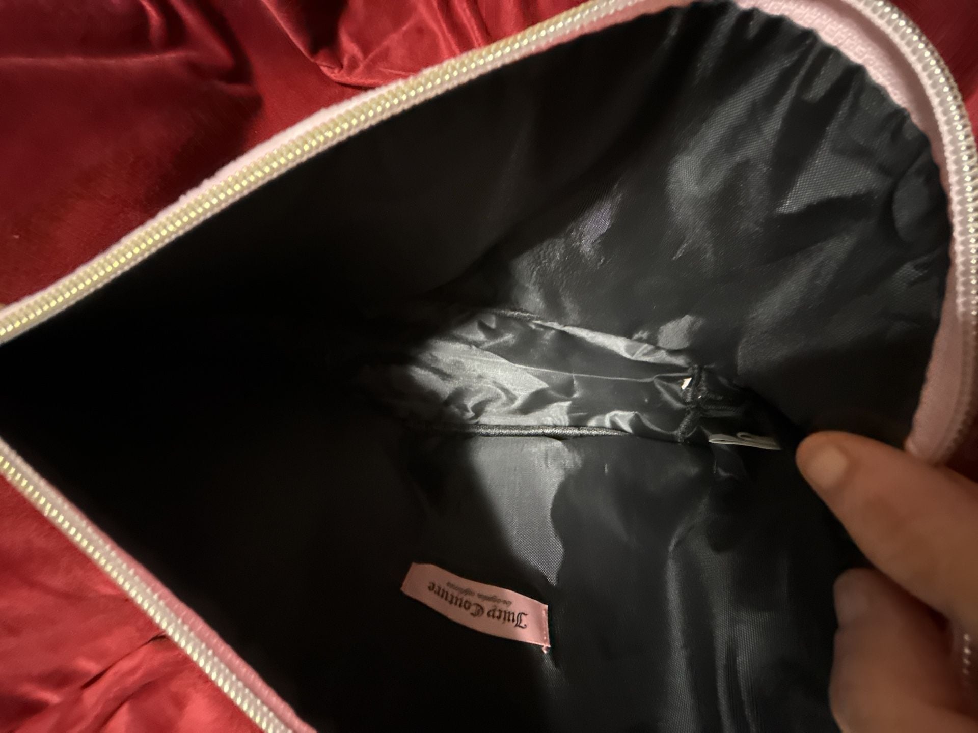 Juicy Couture Cosmetic Makeup Bag Pink Velour Logo 5