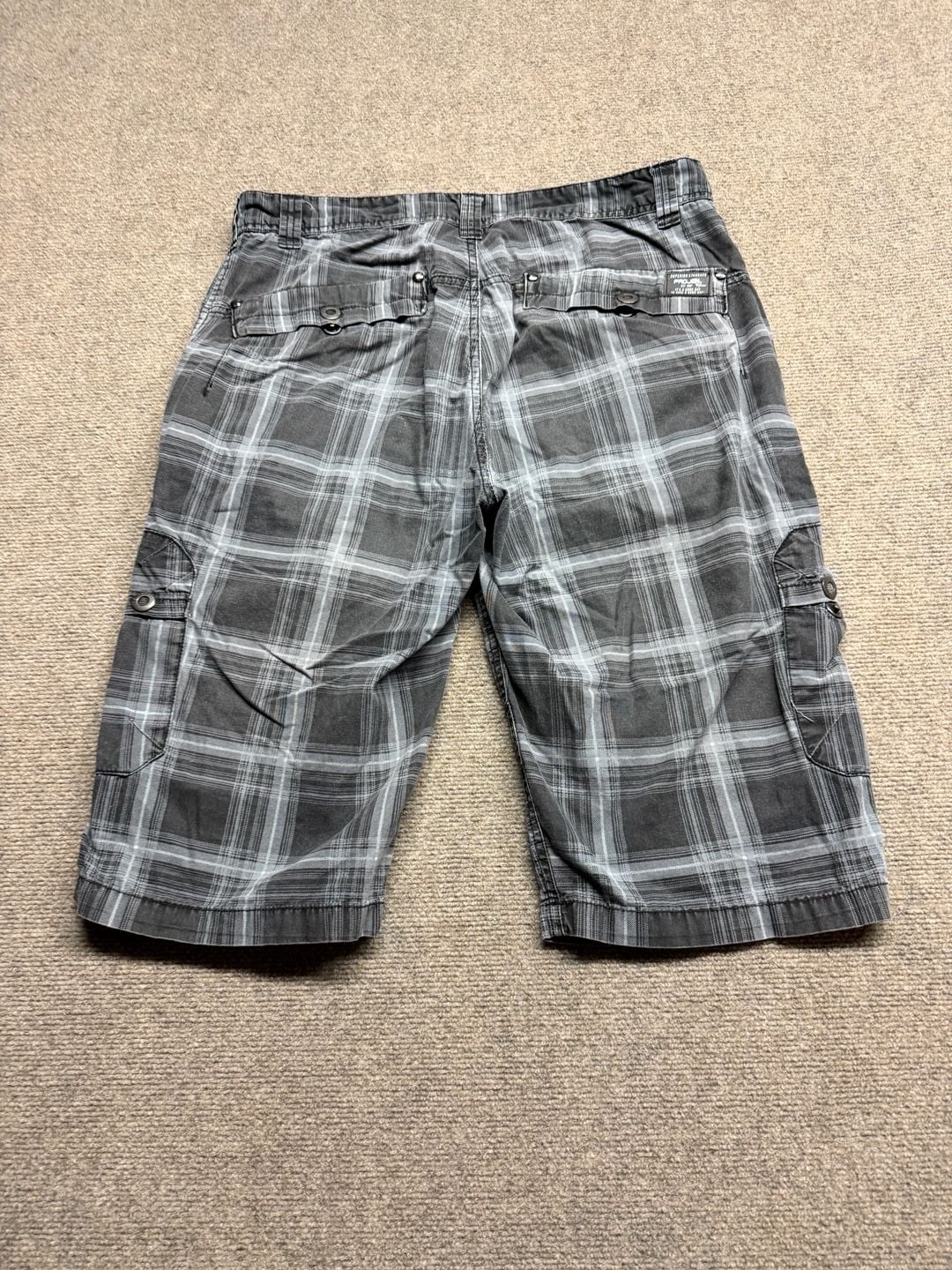 Projek Raw Cargo Shorts Size 32 Gray Plaid Cotton 3