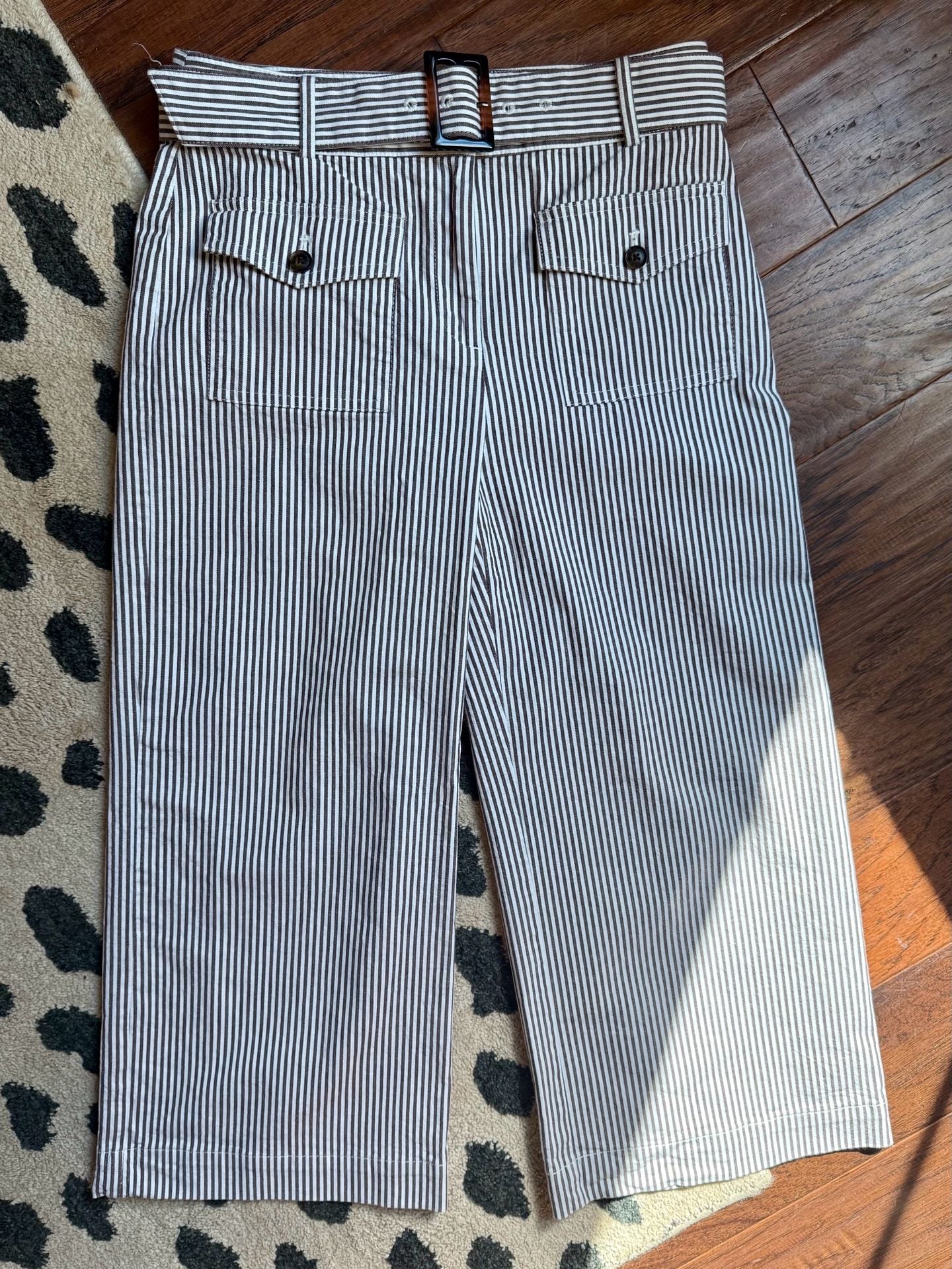 Loft Cropped Wide-Leg Trousers Striped 2
