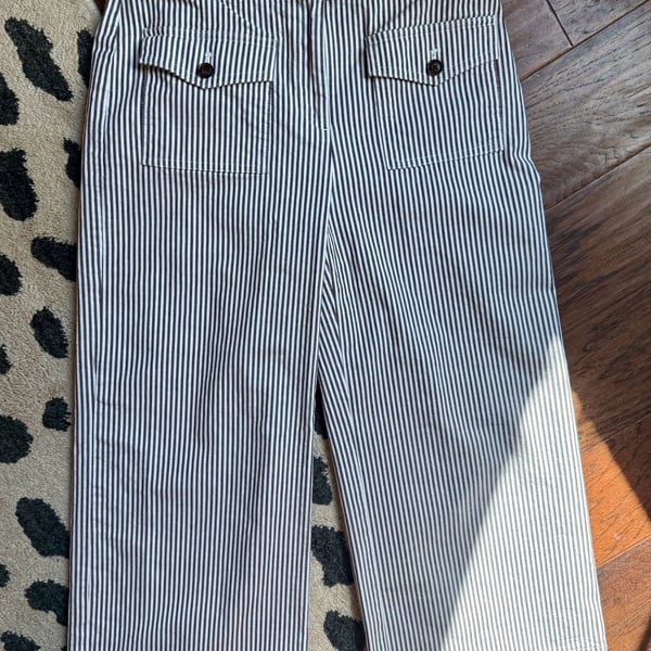 Loft Cropped Wide-Leg Trousers Striped