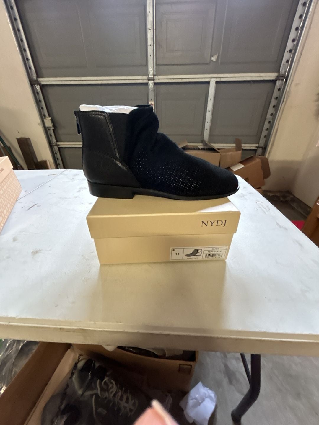NYDJ Concetta Perforated Suede Ankle Boot Size 11 Black 4
