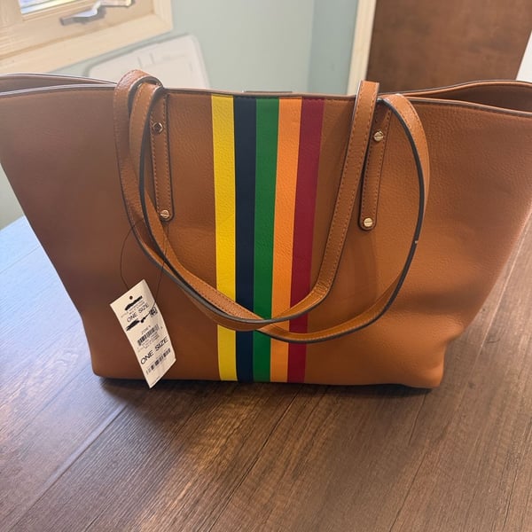 INC International Concepts Zoiey Tote Size One Size Brown Multi Stripe