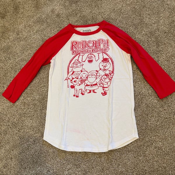Rudolph the Red-Nosed Reindeer Raglan Baseball T-Shirt Christmas