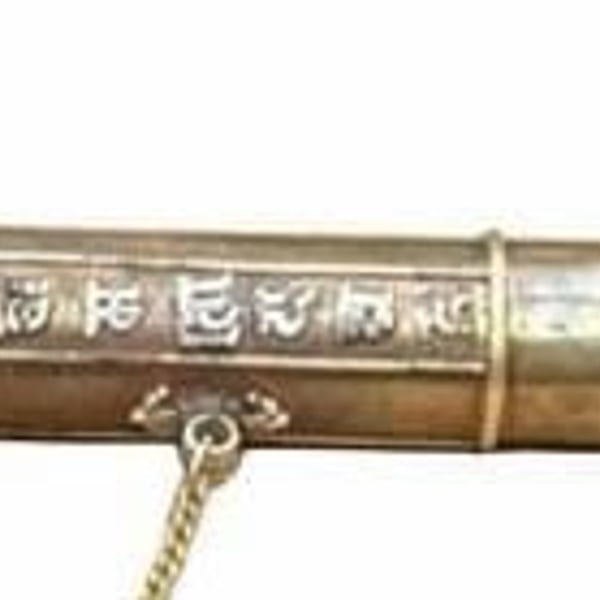 Tibetan Buddhist Copper Cylinder Prayer Scroll Incense Holder