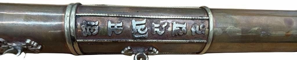 Tibetan Buddhist Copper Cylinder Prayer Scroll Incense Holder 2