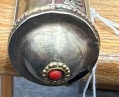 Tibetan Buddhist Copper Cylinder Prayer Scroll Incense Holder 3