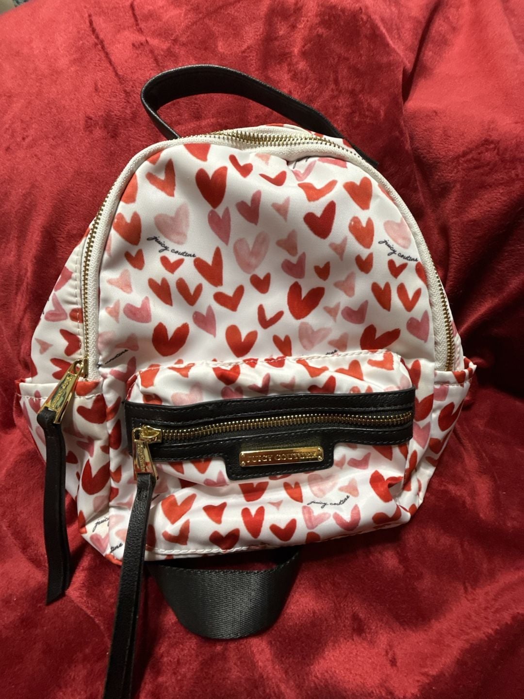 Juicy Couture Heart Print Mini Backpack White Red Black 2