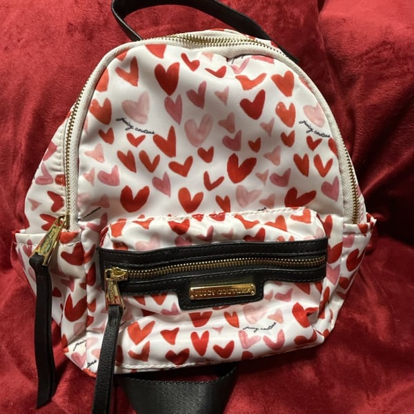 Juicy Couture Heart Print Mini Backpack White Red Black