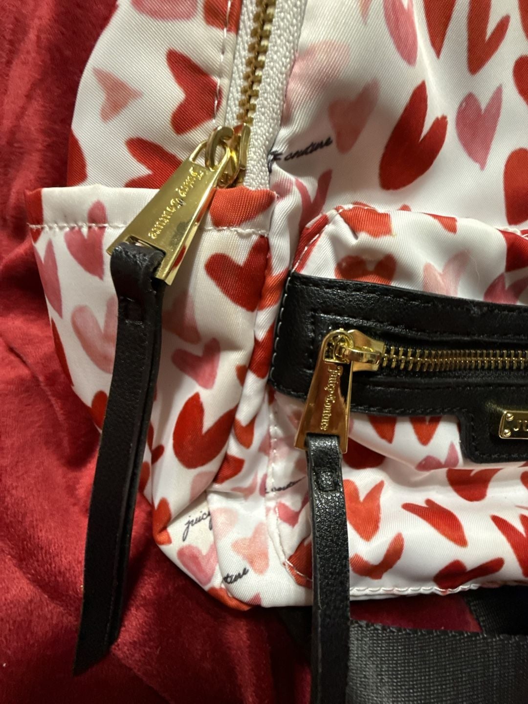 Juicy Couture Heart Print Mini Backpack White Red Black 3