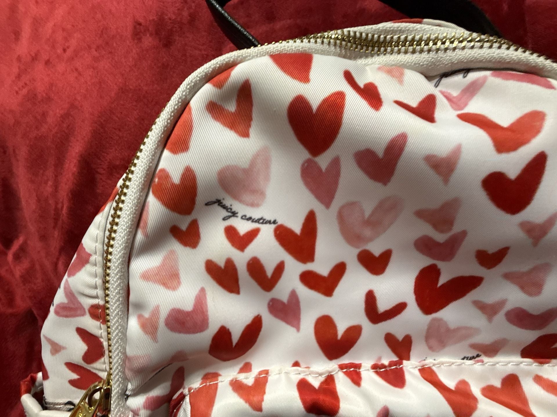 Juicy Couture Heart Print Mini Backpack White Red Black 5