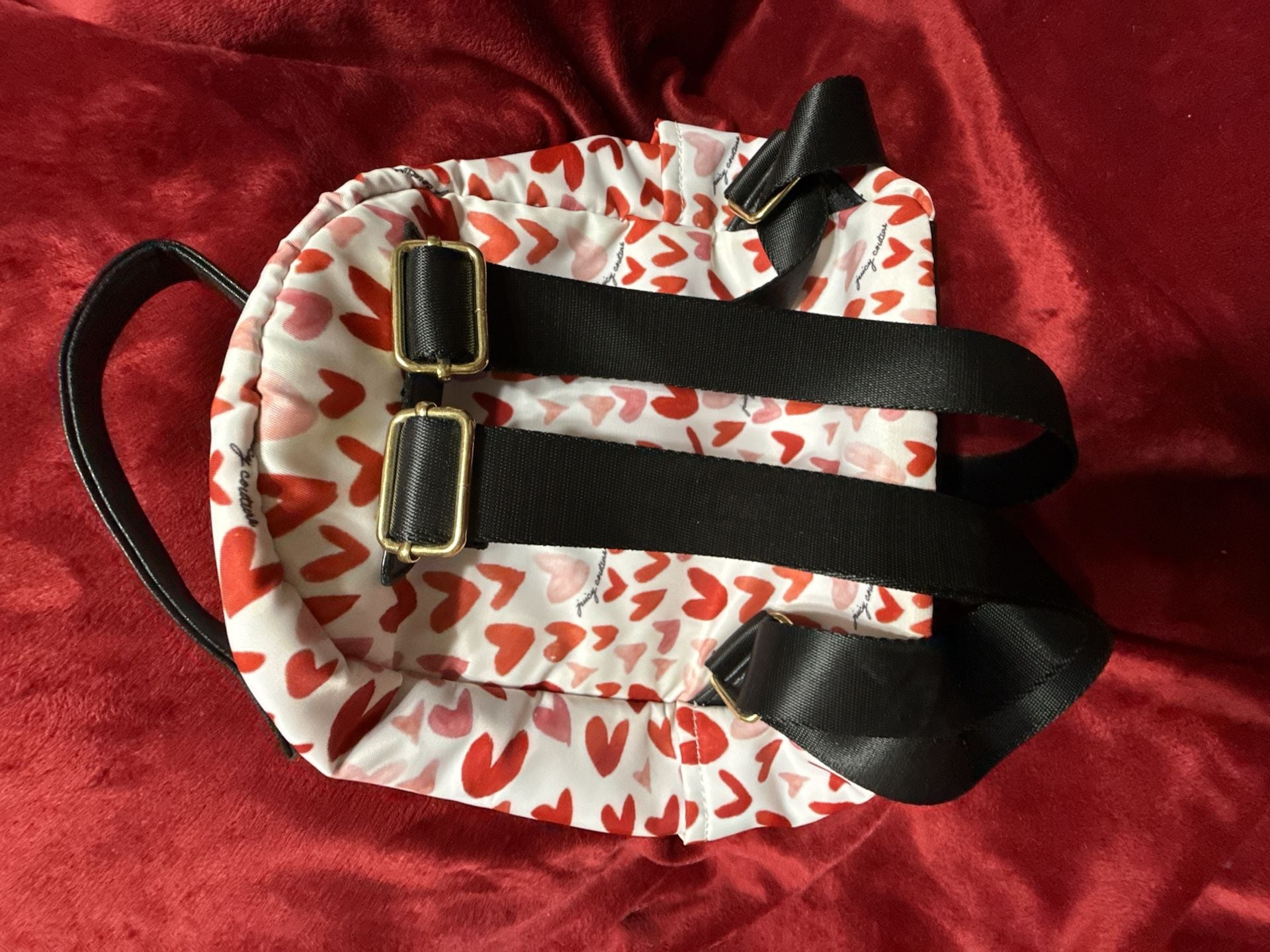 Juicy Couture Heart Print Mini Backpack White Red Black 6